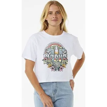 Pánské tričko Tričko Rip Curl BLOCK PARTY CROP TEE White velikost M