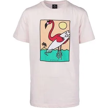 Tričko Rip Curl SURFING FLAMINGO SS TEE Light Pink velikost 12