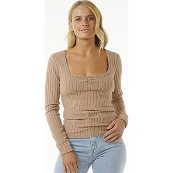 Tričko Rip Curl OPEN NECK COSY LS Beige velikost M