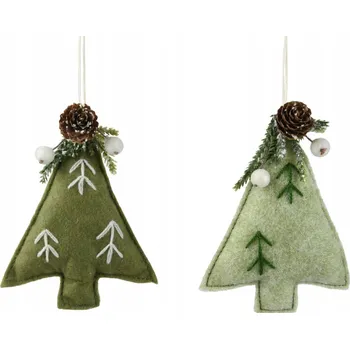 Vánoční dekorace Filcová ozdoba na stromeček ve tvaru stromečku, zelená, 14 cm