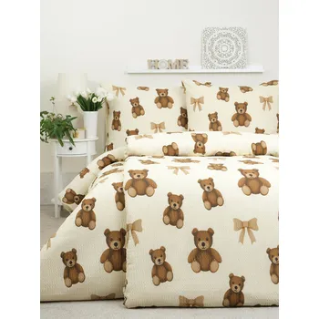 Povlečení Prodloužené krepové povlečení Renforcé - Plyšoví medvídci