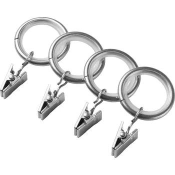 Příslušenství pro garnýž Tiché kroužky s žabkami 19 mm matný chrom - 10 ks