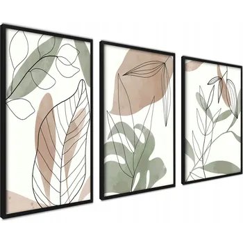 Obraz Sada 3 Plakátů 50x70 Boho Abstrakce Botanika