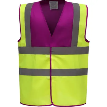pracovní vesta Yoko Vesta HVW100 Hi-Vis, výstražná COT79W100zx604-raspberry/h XL Malinová/žlutá hi vis