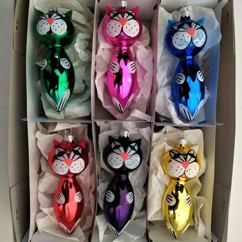 Vánoční ozdoba Slezská tvorba Retro vánoční ozdoba kočka 13 cm