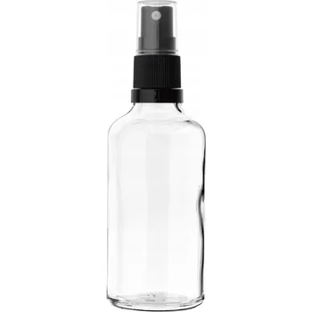 Láhev Skleněná láhev čirá 100 ml s černým rozprašovačem