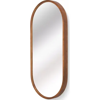 Zrcadlo Zrcadlo do koupelny nástěnné LEJA oválné dřevěné RUSTIKAL 80x38 STYLOVÉ