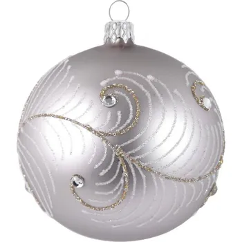 Ozdoba vánoční koule, paví peří béžové, 8cm (DOPRODEJ POSLEDNÍCH KOUSKŮ) - BALENÍ OBSAHUJE 6 ks!|Ego Dekor