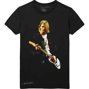 Pánské tričko RockOff Kurt Cobain Unisex tričko - Guitar Photo Colour - černá Velikost: XXL