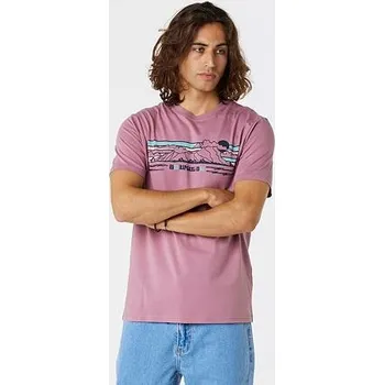 Pánské tričko Tričko Rip Curl DOWN THE LINE STRIPE S/S TEE Mauve velikost M