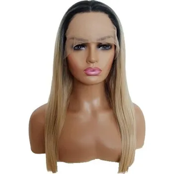 Paruka Paruka LACE FRONT ombre tmavý odrost světlá blond 55 cm + čepice