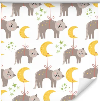 Fototapeta Tapeta do dětského pokoje KOČKY Měsíc Hvězdy Pohádka