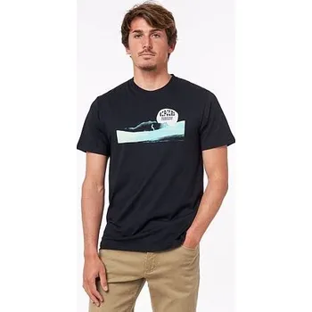 Pánské tričko Tričko Rip Curl DOWN THE LINE STRIPE S/S TEE Black velikost XL