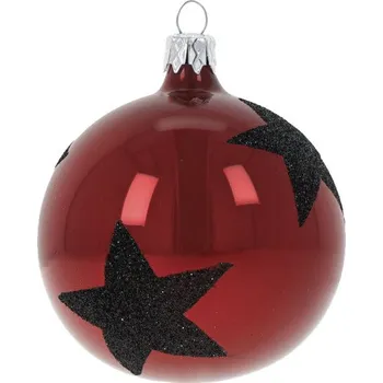 Vánoční dekorace Ozdoba vánoční, koule hvězdy, bordó, 8cm (DOPRODEJ POSLEDNÍCH KOUSKŮ) - BALENÍ OBSAHUJE 6 ks!|Ego Dekor