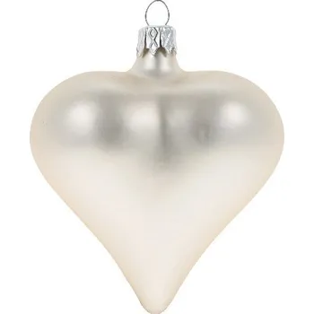 Vánoční dekorace Ozdoba vánoční, srdce UNI, bílá/krémová, ?cm (DOPRODEJ POSLEDNÍCH KOUSKŮ) - BALENÍ OBSAHUJE 6 ks!|Ego Dekor