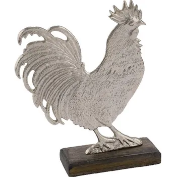 Bytová dekorace Dekorace na podstavci Kohout, hliník , stříbrná, 10,9x4,9x11,9cm (DOPRODEJ)|Ego Dekor