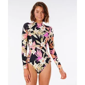 Dámské plavky Plavky Rip Curl NORTH SHORE CHEEKY L/S SWIM SU Black velikost M