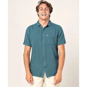 Pánská móda Košile Rip Curl NEW VENTURA SHIRT SS Mid Blue velikost L