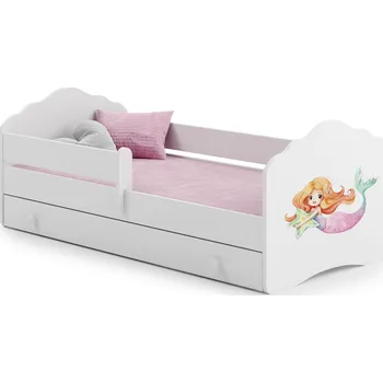 Dětská postel Dětská postel FALA bílá mořská panna 160x80 zábrana + šuplík + matrace