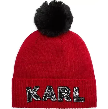 Čepice Karl Lagerfeld dámská zimní čepice Pom Pom Cable univerzální