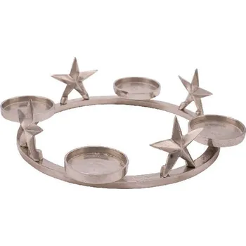 Svícen Svícen adventní, kruhový s hvězdami, 40x40x12cm, ks|Ego Dekor