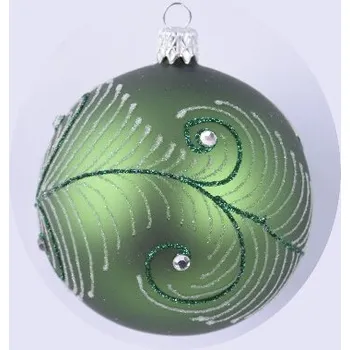 Ozdoba vánoční koule, paví peří zelené, 8cm (DOPRODEJ POSLEDNÍCH KOUSKŮ) - BALENÍ OBSAHUJE 6 ks!|Ego Dekor