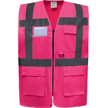 pracovní vesta Yoko Vesta HVW801 Hi-Vis, multifunkční, výstražná COT79W80104803-pink L Růžová