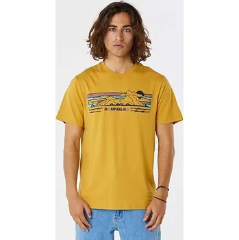 Pánské tričko Tričko Rip Curl DOWN THE LINE STRIPE S/S TEE Mustard Gold velikost L