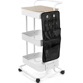 regál Kovový regál na kolečkách HYLLA bílý 90x43x42cm HOMLA