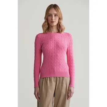 Dámský svetr SVETR GANT STRETCH COTTON CABLE C-NECK CANDY PINK