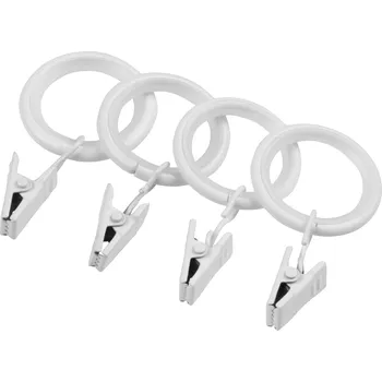 Příslušenství pro garnýž Tiché kroužky s žabkami 19 mm bílá matná - 10 ks