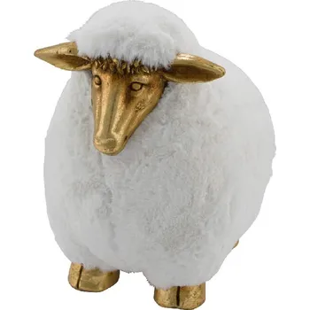 Dekorace Ovečka , zlatá/bílá, 23x30x33cm (DOPRODEJ)|Ego Dekor
