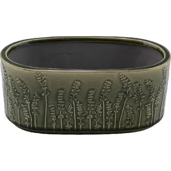 Květináč Obal na květináč TRÁVA, keramika, zelená, 24x13x10cm, (balení obsahuje 1ks)|Ego Dekor