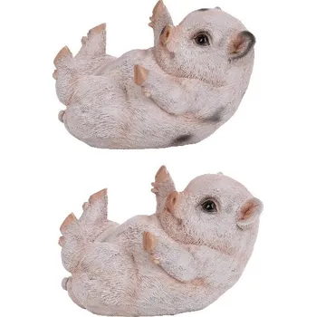 Zahradní dekorace Zvířátka a postavy OUTDOOR TRUE TO NATURE Ležící selátka, h. 16,8 cm, balení obsahuje 2 ks! (DOPRODEJ)|Esschert Design