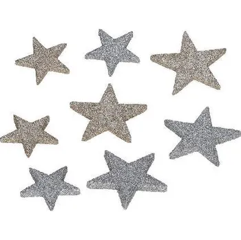 Hvězdy, stříbrná/zlatá, box 12ks (DOPRODEJ)|Ego Dekor