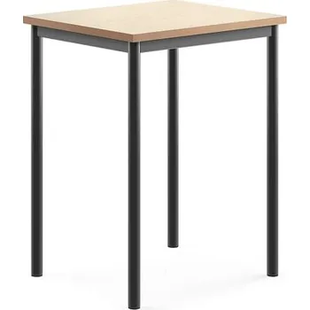 Jídelní stůl Stůl SONITUS, 700x600x900 mm, antracitově šedé nohy, deska s linoleem, béžová