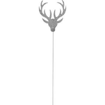 Vánoce Zápich jelen, stříbrná, 11,5x58,5cm (DOPRODEJ)|Ego Dekor