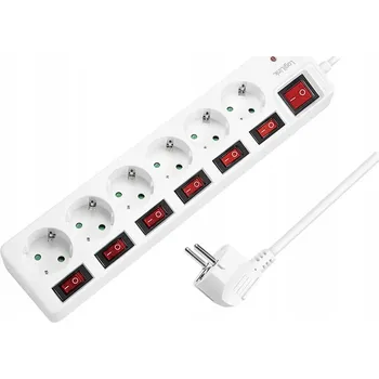 Elektrická zásuvka Zásuvková lišta Logilink LPS250 , 6 zásuvek, 1,5 m, bílý