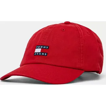 Čepice Bavlněná baseballová čepice Tommy Jeans AM0AM12020 červená 33A, vel. ONE SIZE