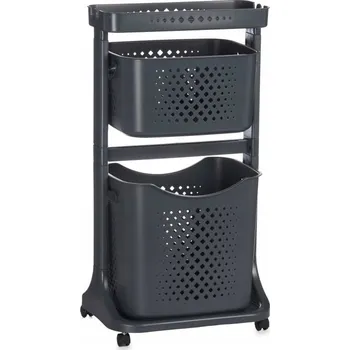 regál PLASTOVÝ REGÁL ČERNÝ NA KOLEČKÁCH SE 2 KOŠÍKY COMFY PLACES 44X33X81 CM