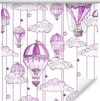 Tapeta Dětská vliesová tapeta – mraky, balónky, vozidla