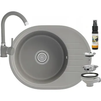 Granitový dřez Jednokomorový granitový dřez Granitan LUXOR, bílý