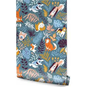 Tapeta 10m TAPETA Pro Děti - Veselí Pejsci a Rostliny