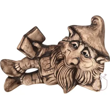 Zahradní dekorace Trpaslík ležící Knihomolík keramický keramický, vysoký 24 cm a dlouhý 35 cm