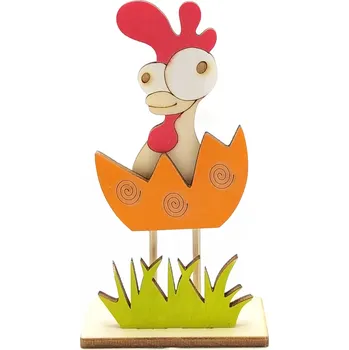 Velikonoční dekorace Pehucraft Dřevěná velikonoční slepička na nožičkách oranžová