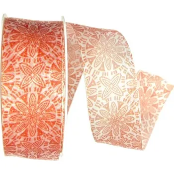 Stuha Stuha taftová MANDALA RED transparentní A 40mm x 20m (8,-Kč/m) (Stuha taftová, průsvitná, oboustranná, červená, s vetkaným tenkým vlascem v lemu)