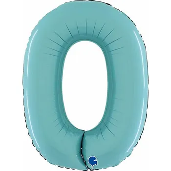 Balónek Foliová číslice pastelově modrá 0 - 66 cm
