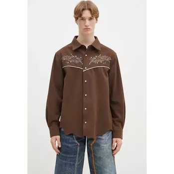 Pánská košile Košile Andersson Bell Lemmans Faux-Suede, L, hnědá, 89X