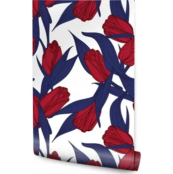 Fototapeta Tapeta do obýváku květiny tulipány listy malované