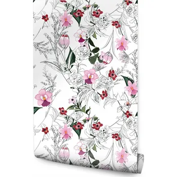 Fototapeta Tapeta do obývacího pokoje MALOVANÉ růžové květy Ozdoba